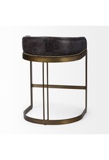 Hollyfield Black Leather & Gold Counter Stool