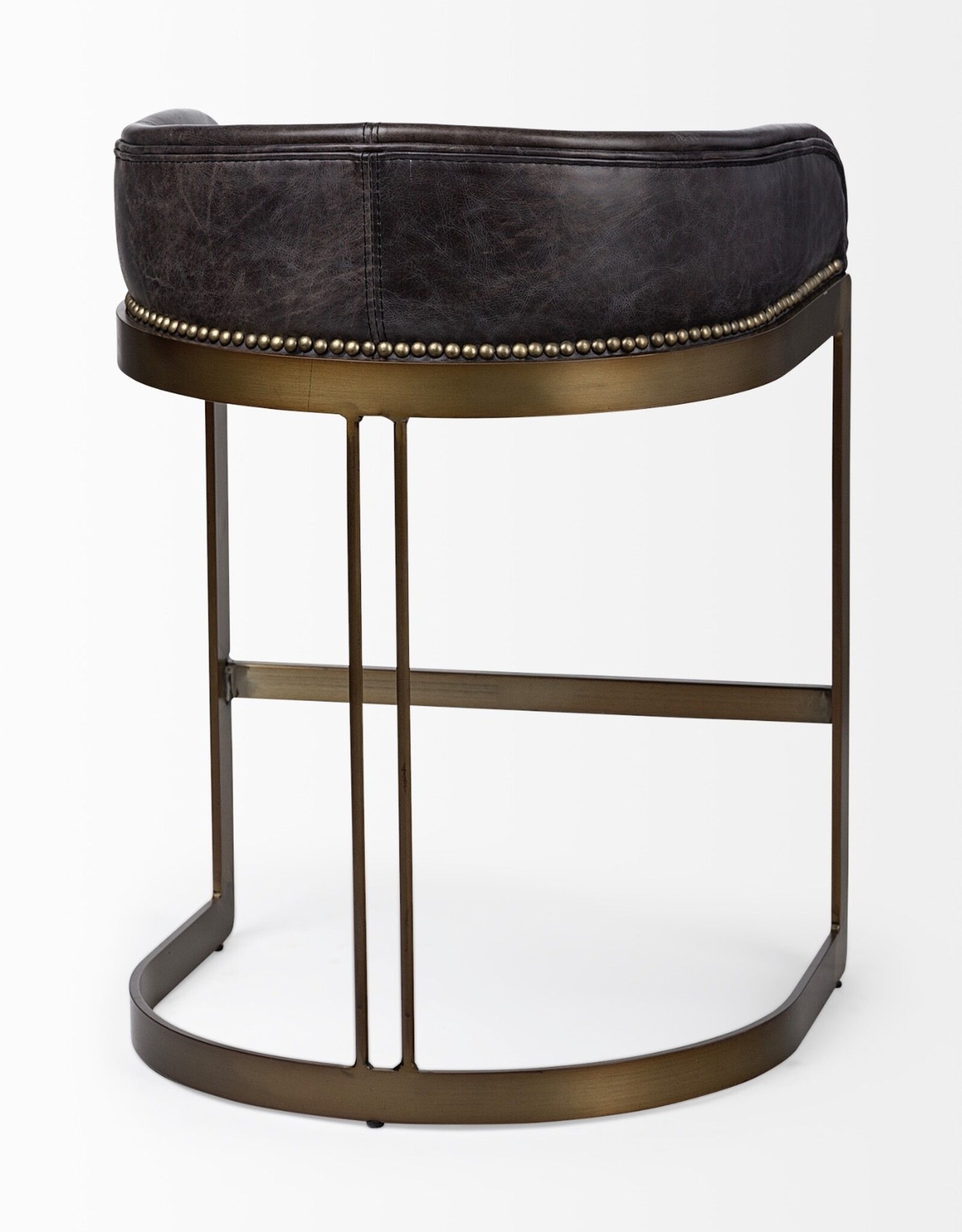 Hollyfield Black Leather & Gold Counter Stool