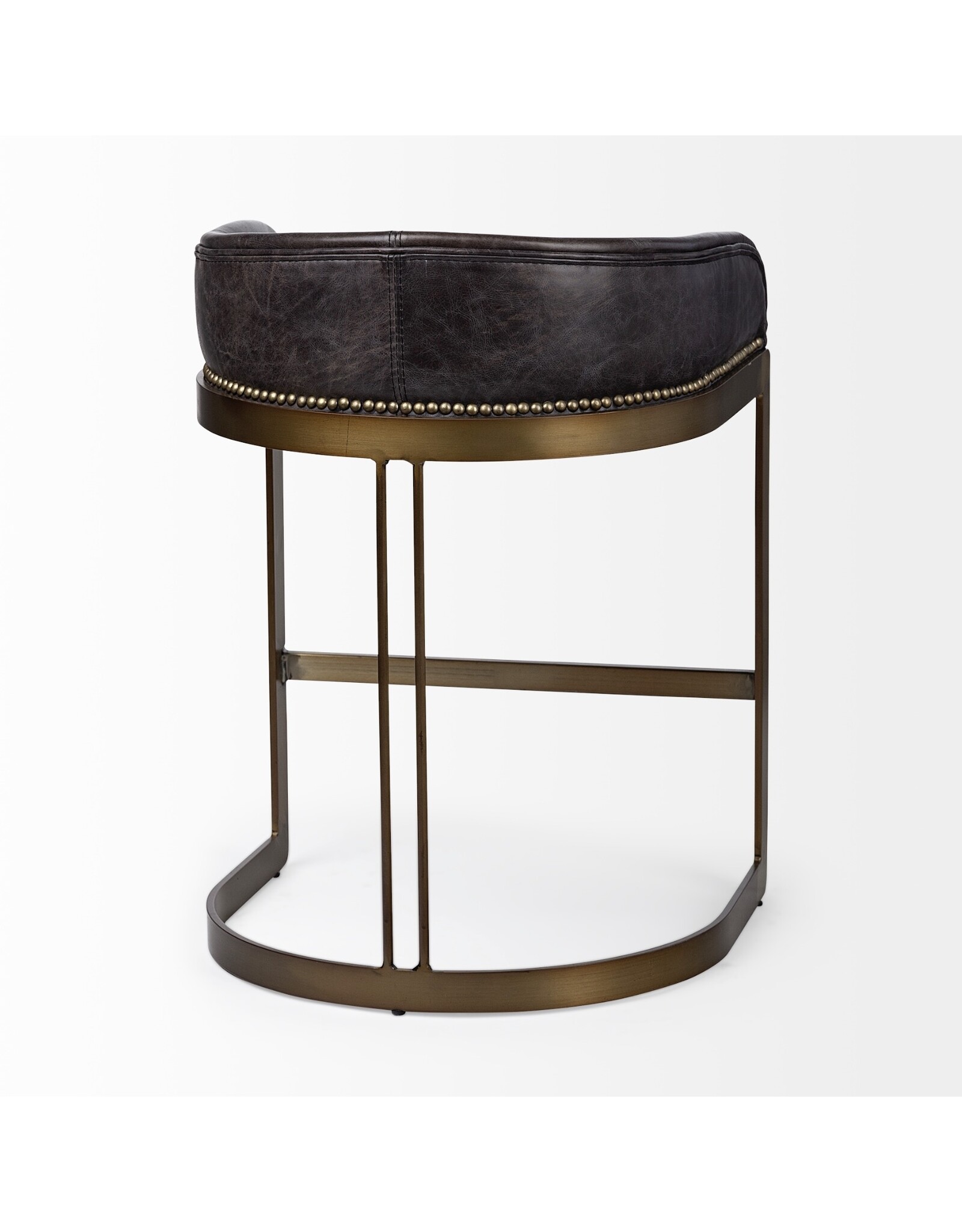 Hollyfield Black Leather & Gold Counter Stool