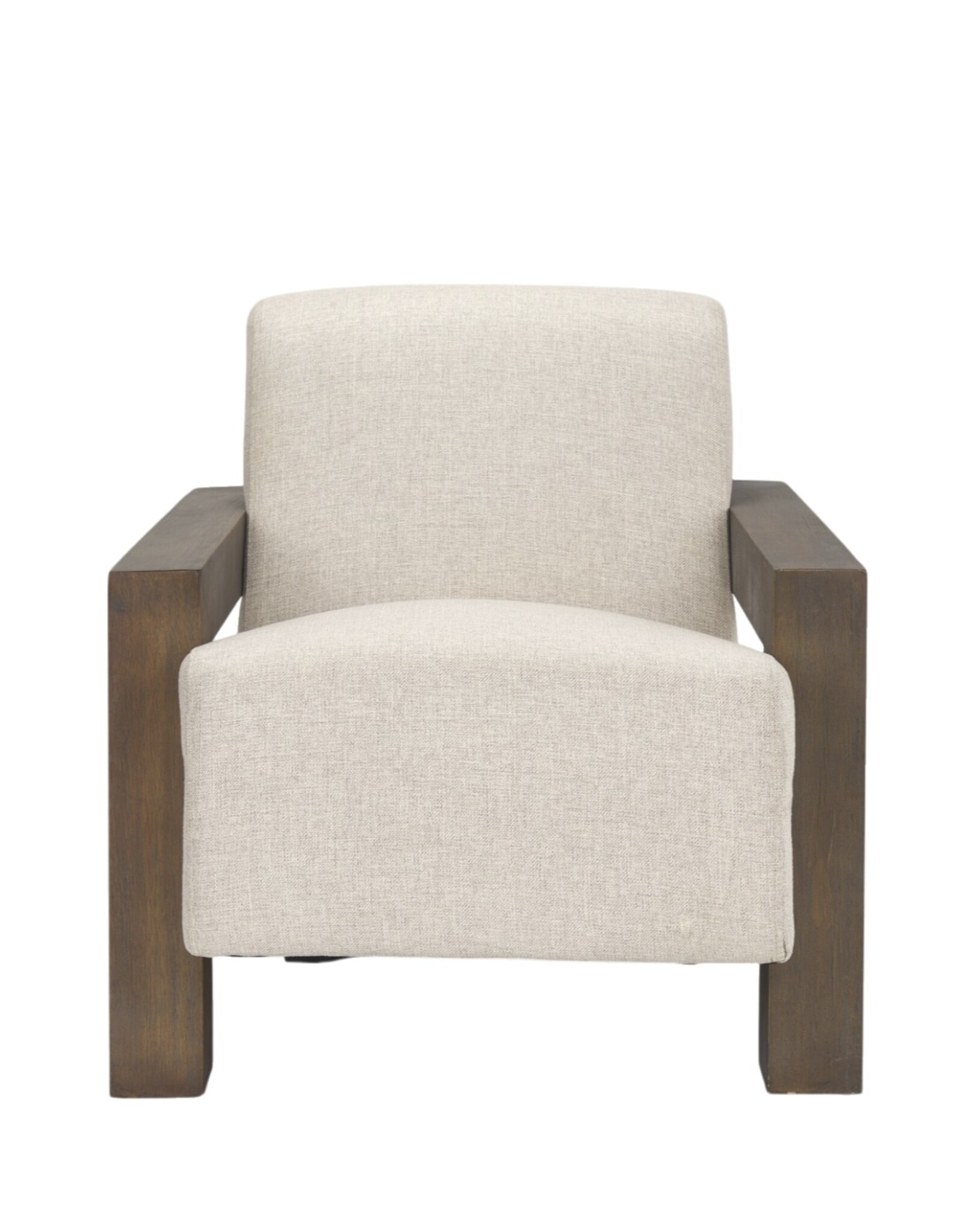Sovereign Oatmeal Fabric Upholstered w/ Solid Wood Frame Accent Chair