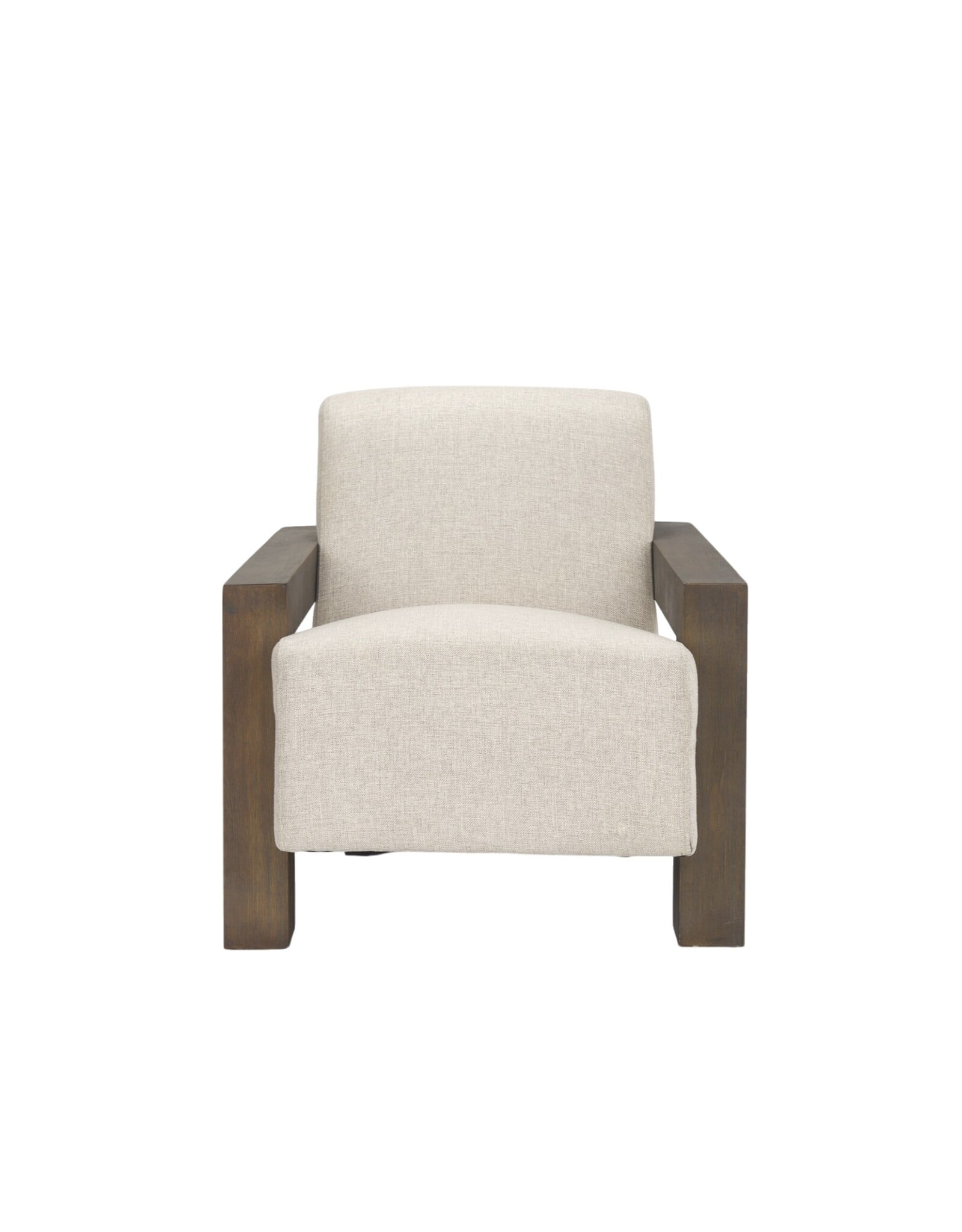Sovereign Oatmeal Fabric Upholstered w/ Solid Wood Frame Accent Chair