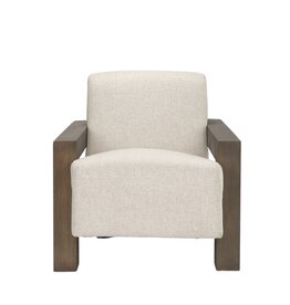 Sovereign Oatmeal Fabric Upholstered w/ Solid Wood Frame Accent Chair