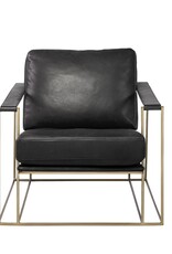 Watson Black Leather Wrap Gold Metal Frame Accent Chair