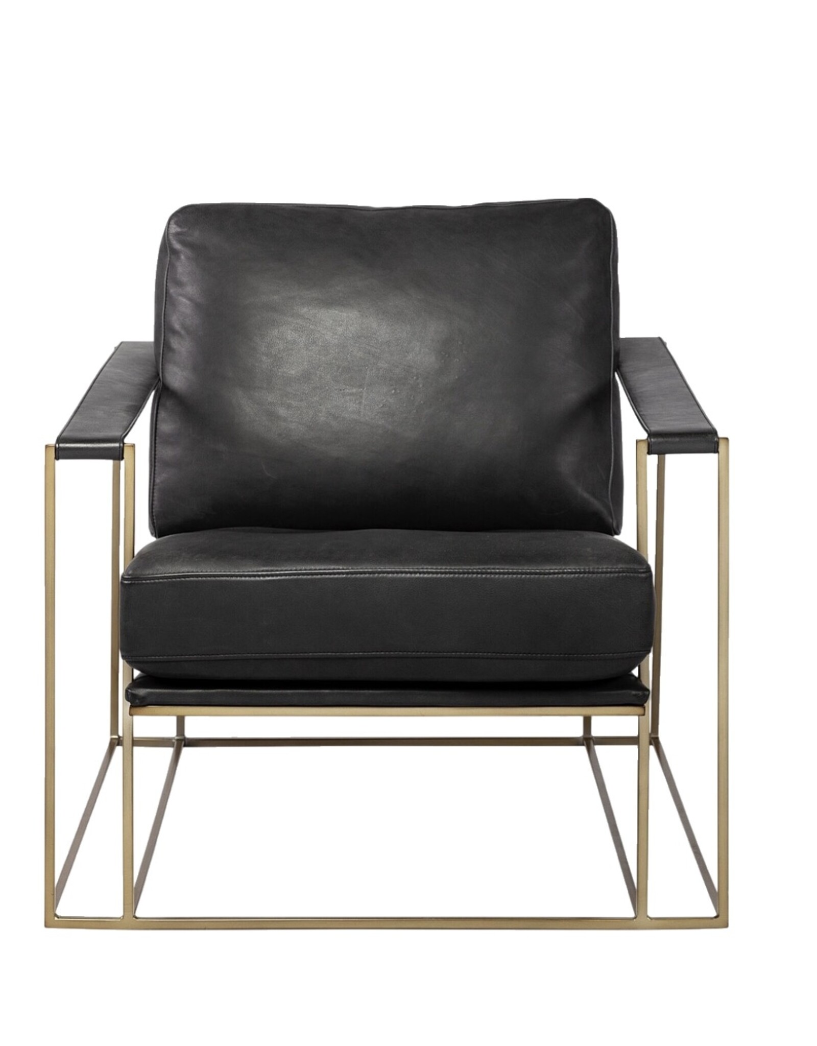 Watson Black Leather Wrap Gold Metal Frame Accent Chair