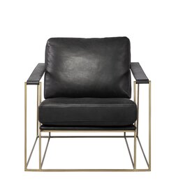 Watson Black Leather Wrap Gold Metal Frame Accent Chair