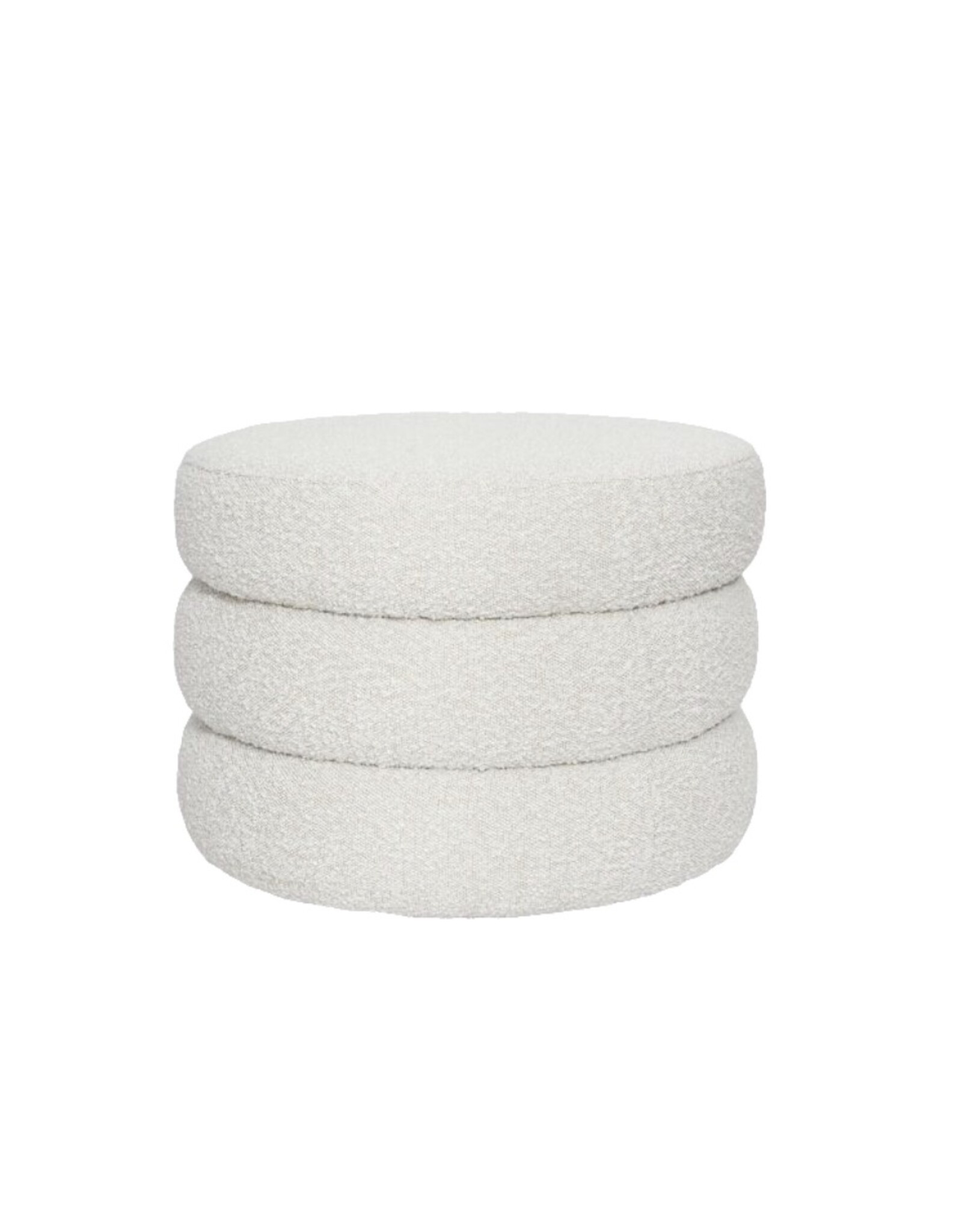 Fiel Small Ottoman, Off White Boucle