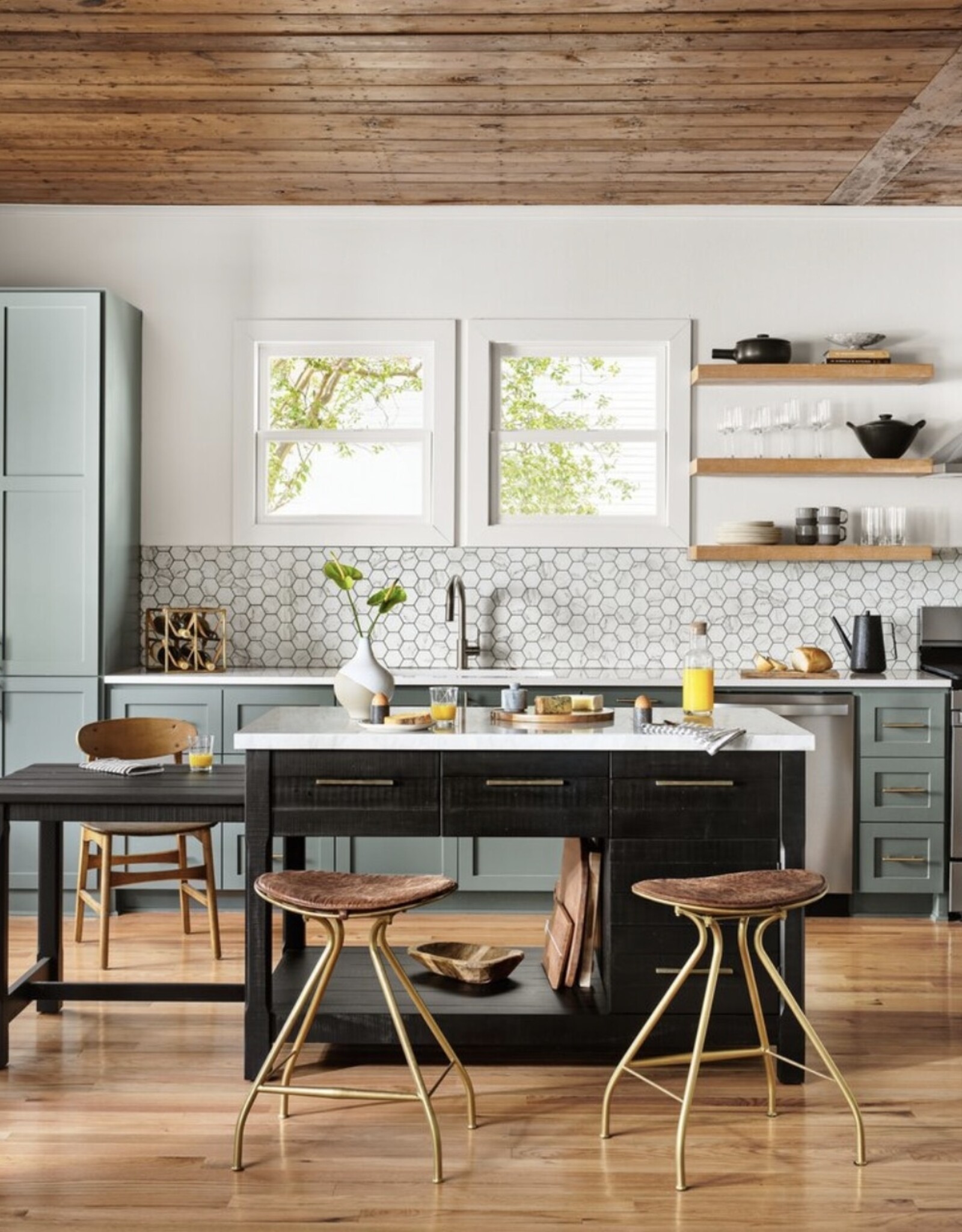 Ian Kitchen Island, Black Acacia