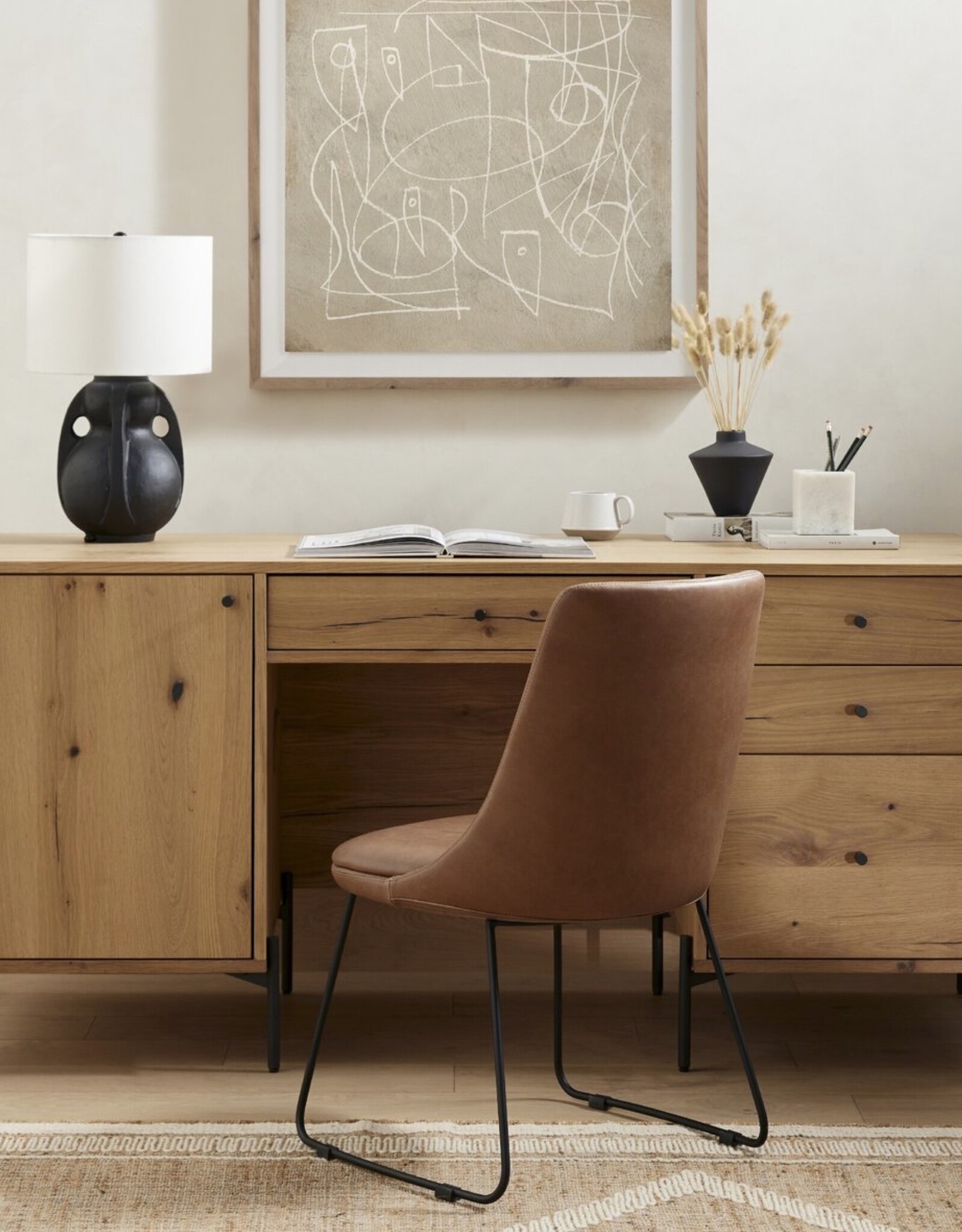 Eaton Executive Desk in Light Oak Resin