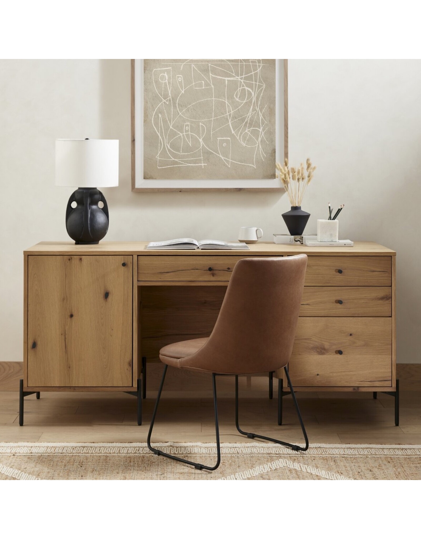 Eaton Executive Desk in Light Oak Resin