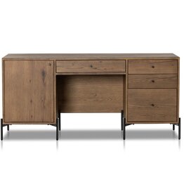 Eaton Executive Desk in Amber Oak Resin