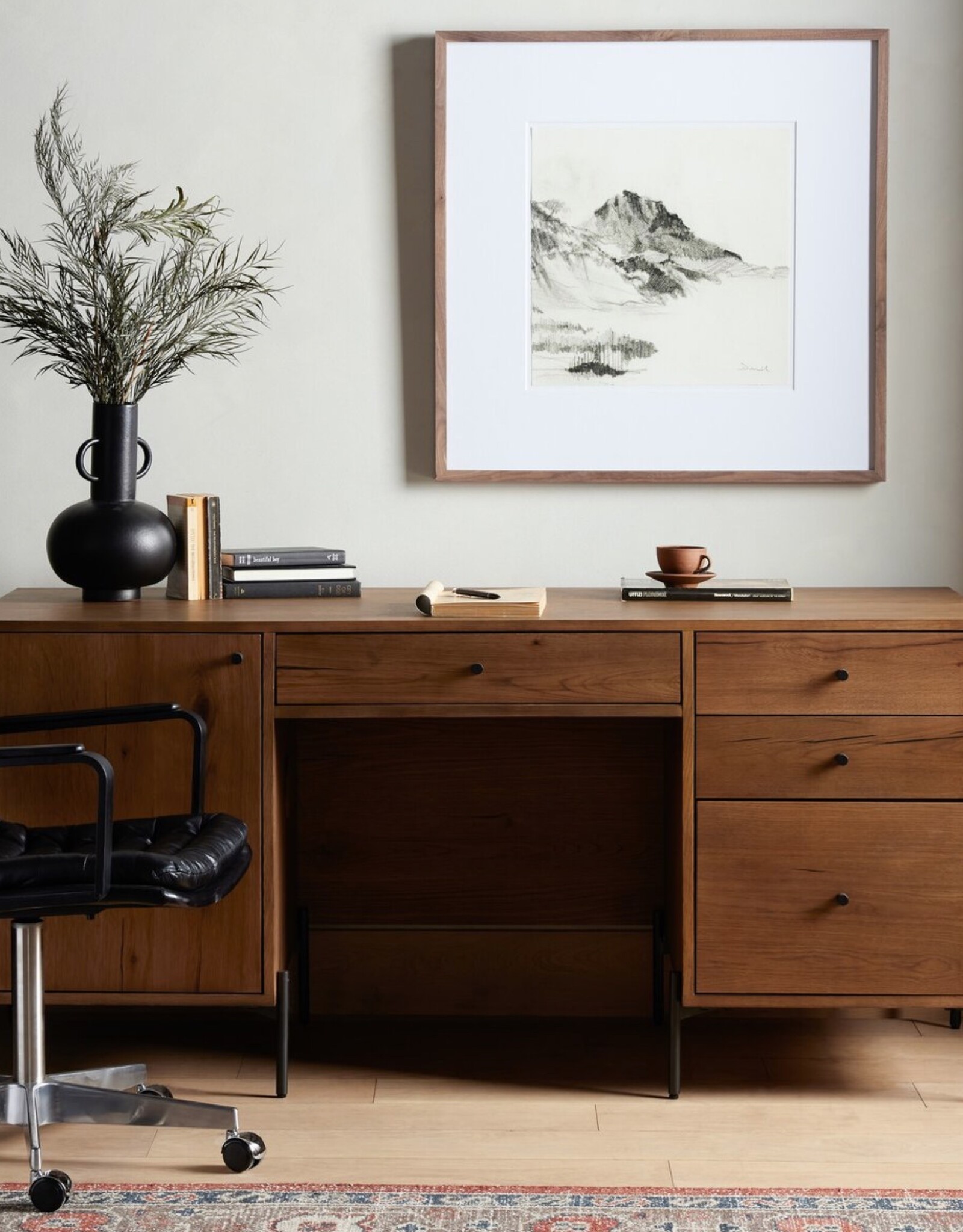 Eaton Executive Desk in Amber Oak Resin