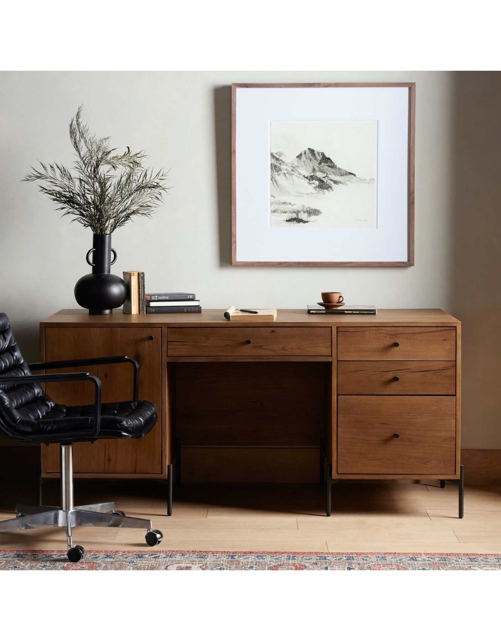Eaton Executive Desk in Amber Oak Resin