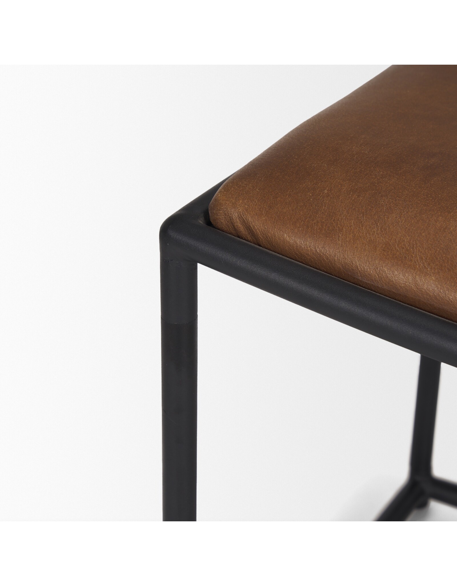 Taniel Brown Leather w/ Black Metal Stool