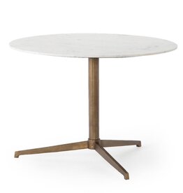 Helen Round Bistro Table in Polished White Marble