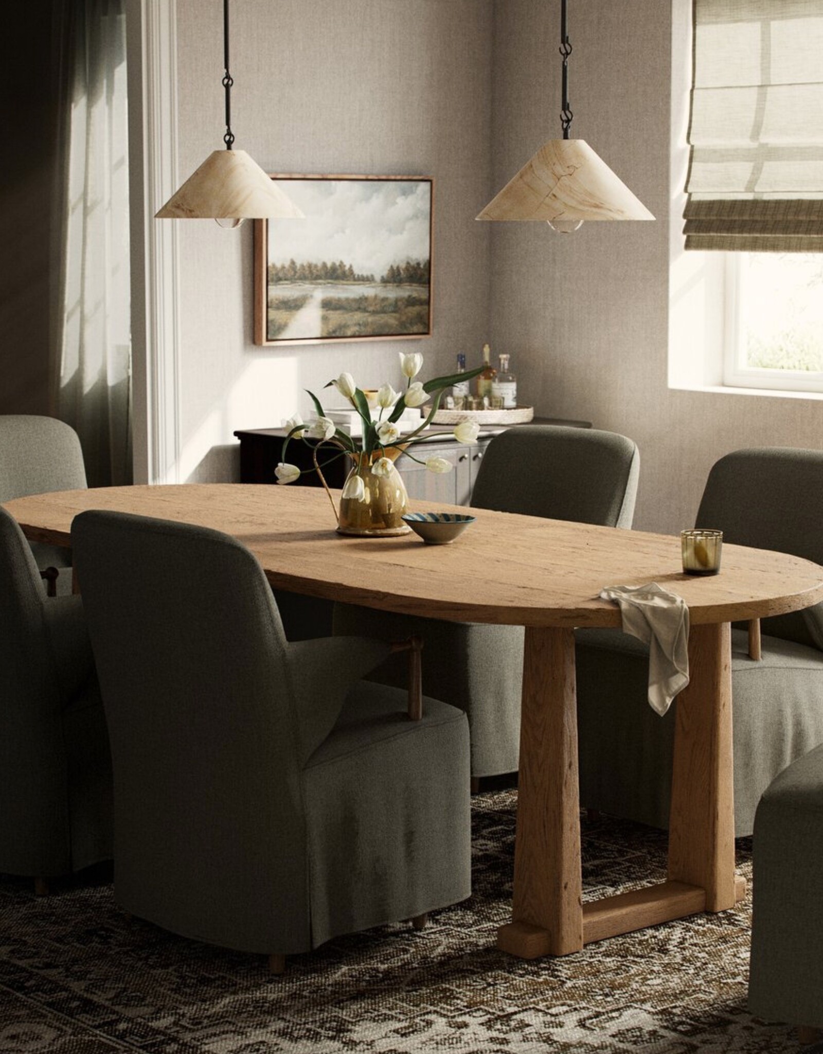 Ayla Dining Table in Worn Oak Veneer
