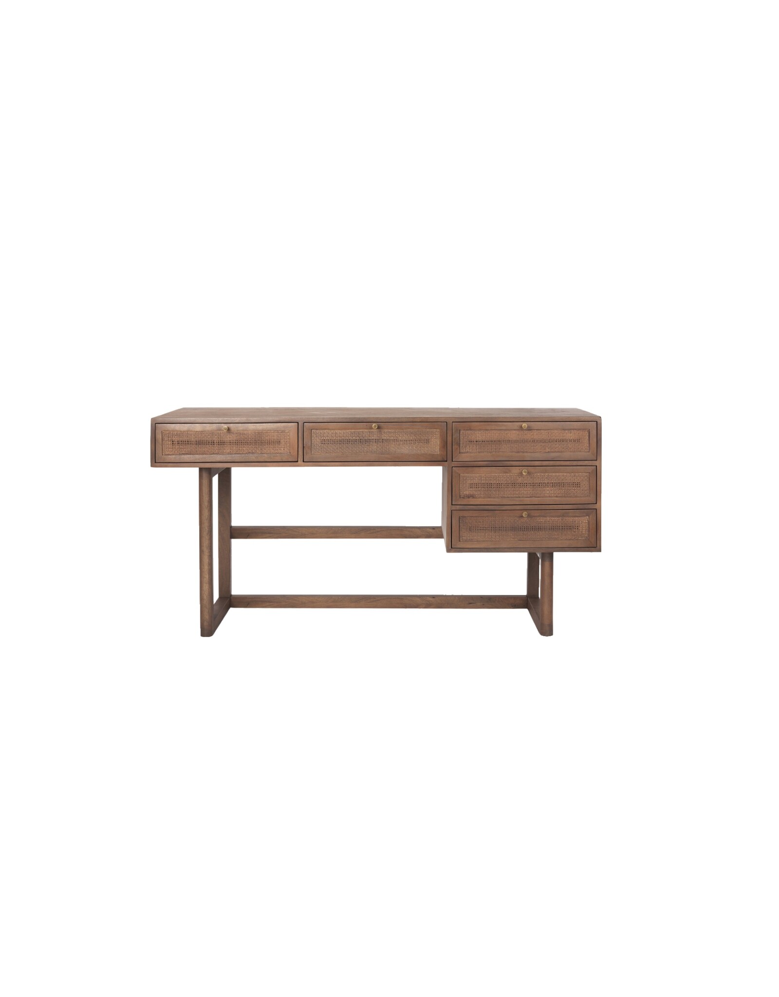 Grier Medium Brown Solid Wood W/Cane Office Desk
