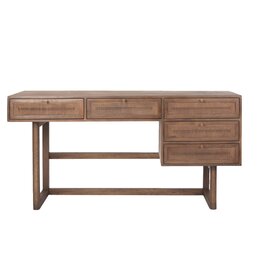 Grier Medium Brown Solid Wood W/Cane Office Desk