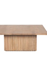 June Light Brown Wood w/ Fluting Square Coffee Table
