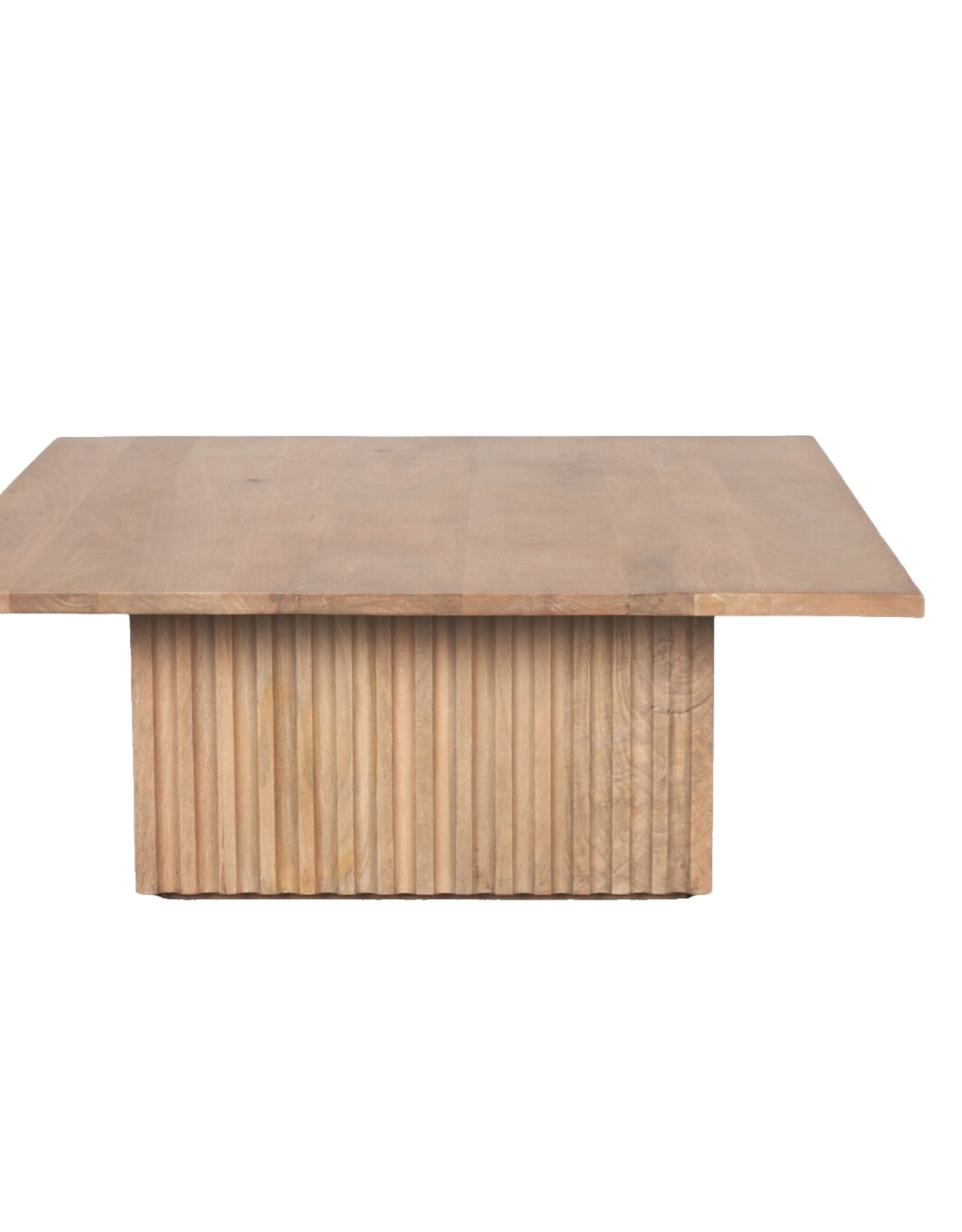 June Light Brown Wood w/ Fluting Square Coffee Table
