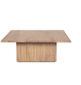 June Light Brown Wood w/ Fluting Square Coffee Table