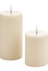 LED Ribbed Pillar Candle