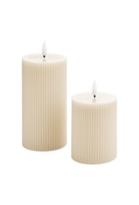 LED Ribbed Pillar Candle