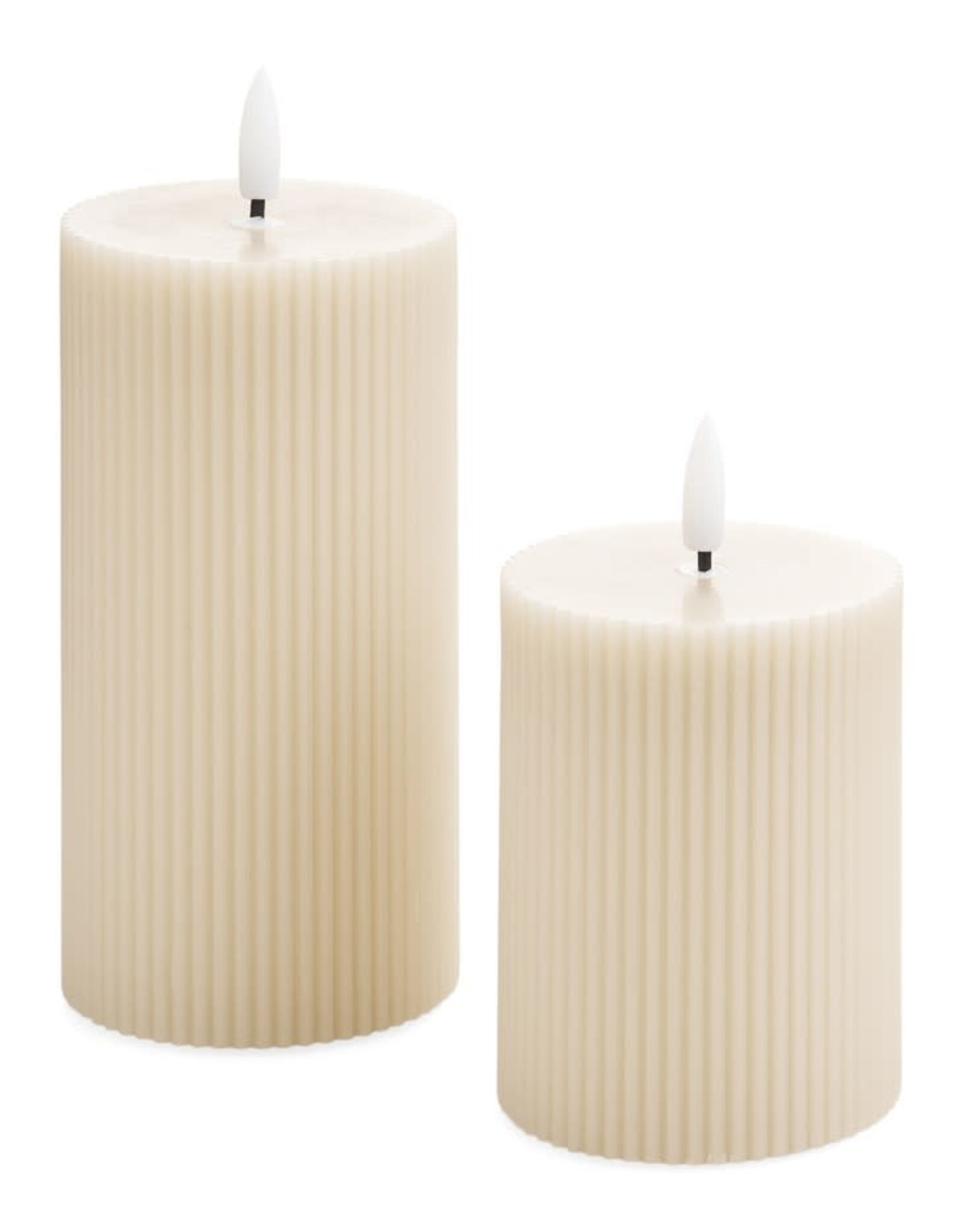 LED Ribbed Pillar Candle