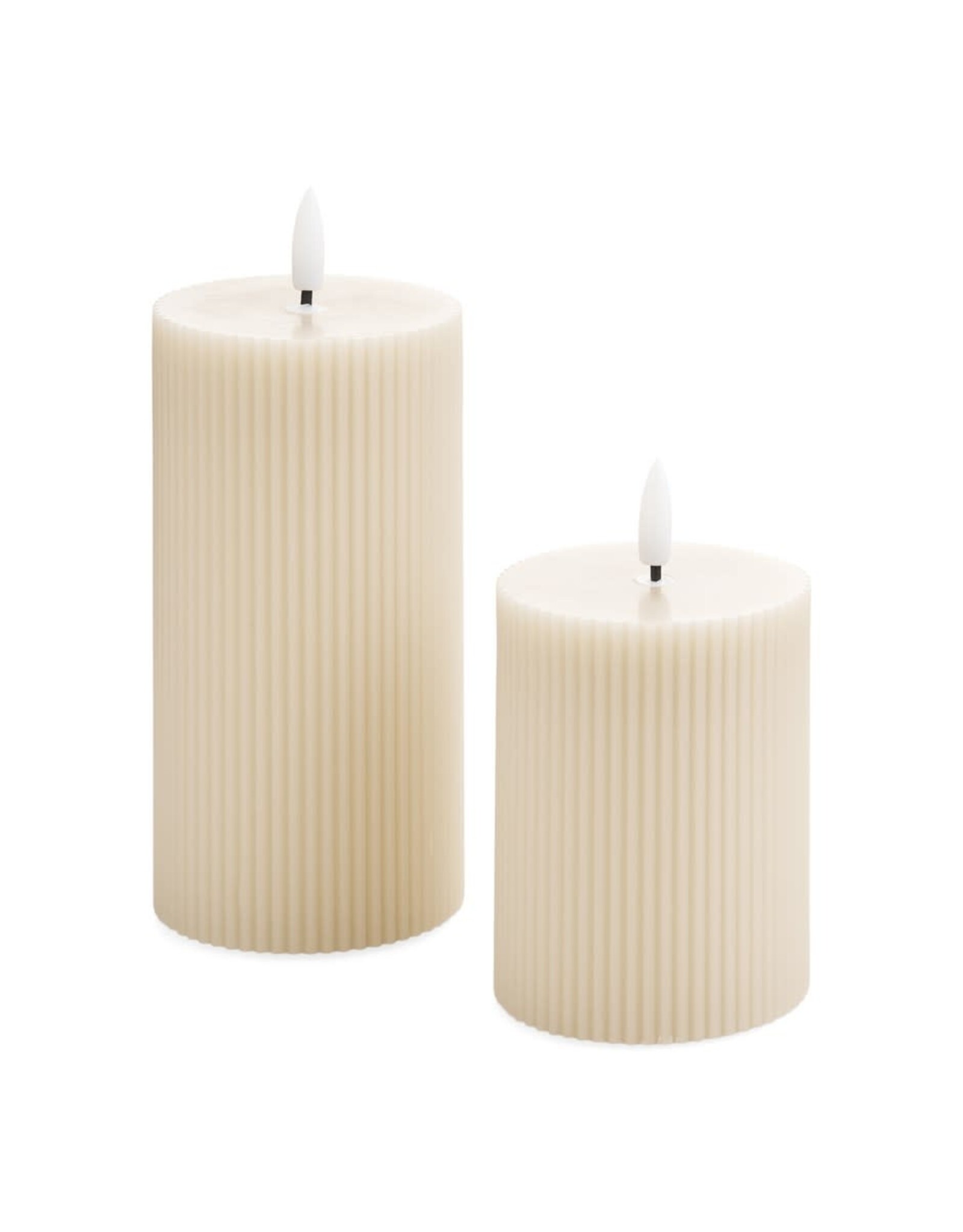 LED Ribbed Pillar Candle