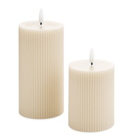 LED Ribbed Pillar Candle