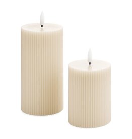 LED Ribbed Pillar Candle