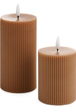 LED Ribbed Pillar Candle