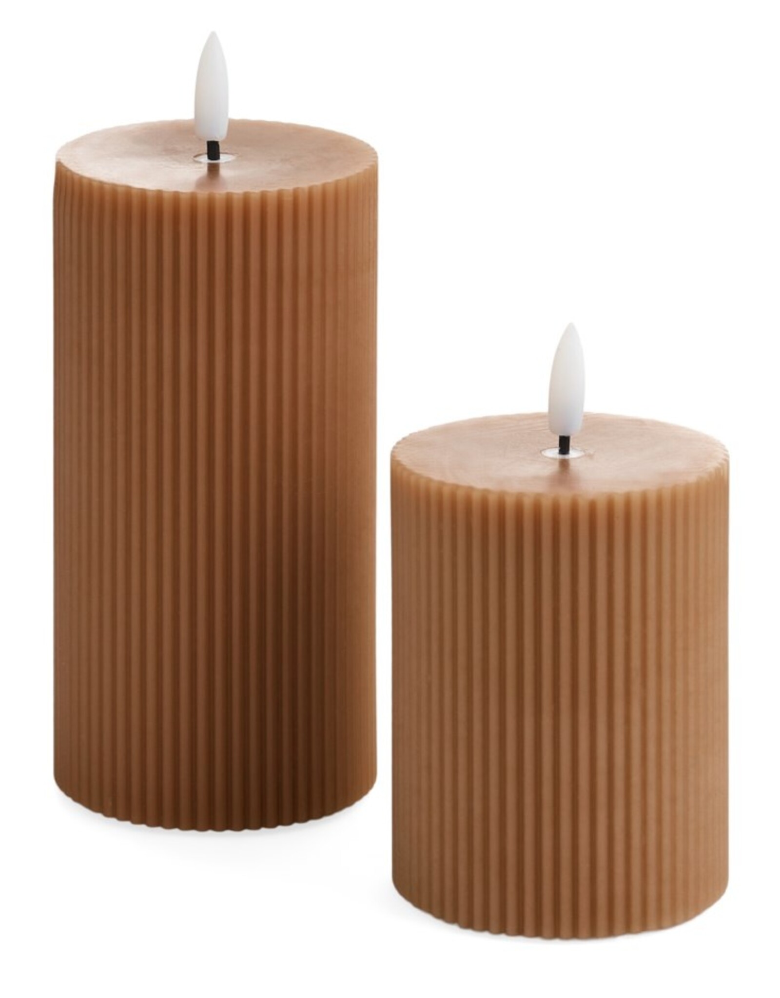 LED Ribbed Pillar Candle