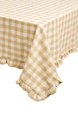 Gingham w/ Frills Table Cloth - Beige/Off White