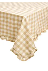 Gingham w/ Frills Table Cloth - Beige/Off White