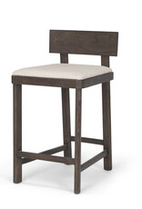 Soren Dark Brown Wood w/ Oatmeal Fabric Counter Stool
