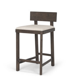 Soren Dark Brown Wood w/ Oatmeal Fabric Counter Stool