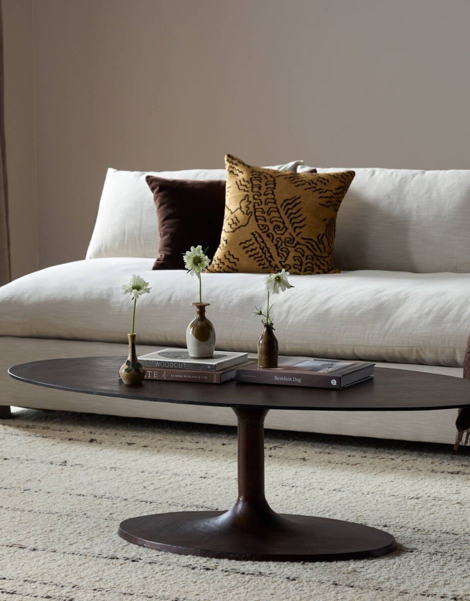 Simone Oval Coffee Table in Antique Rust