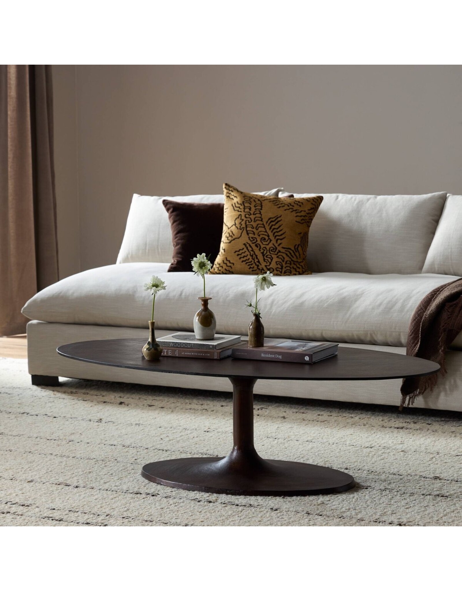 Simone Oval Coffee Table in Antique Rust
