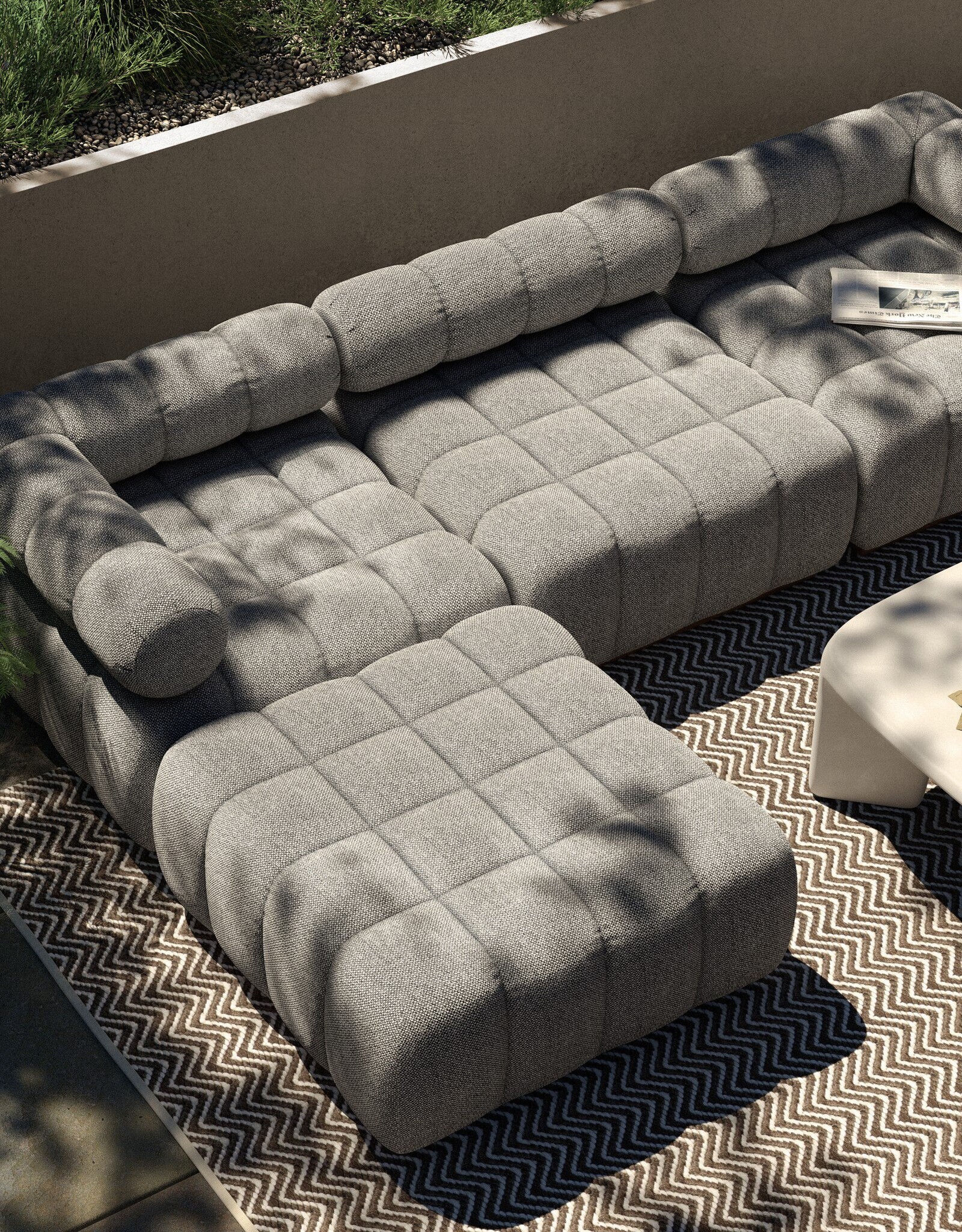 Roma Outdoor 3-Piece Sectional in Faye Ash 109"