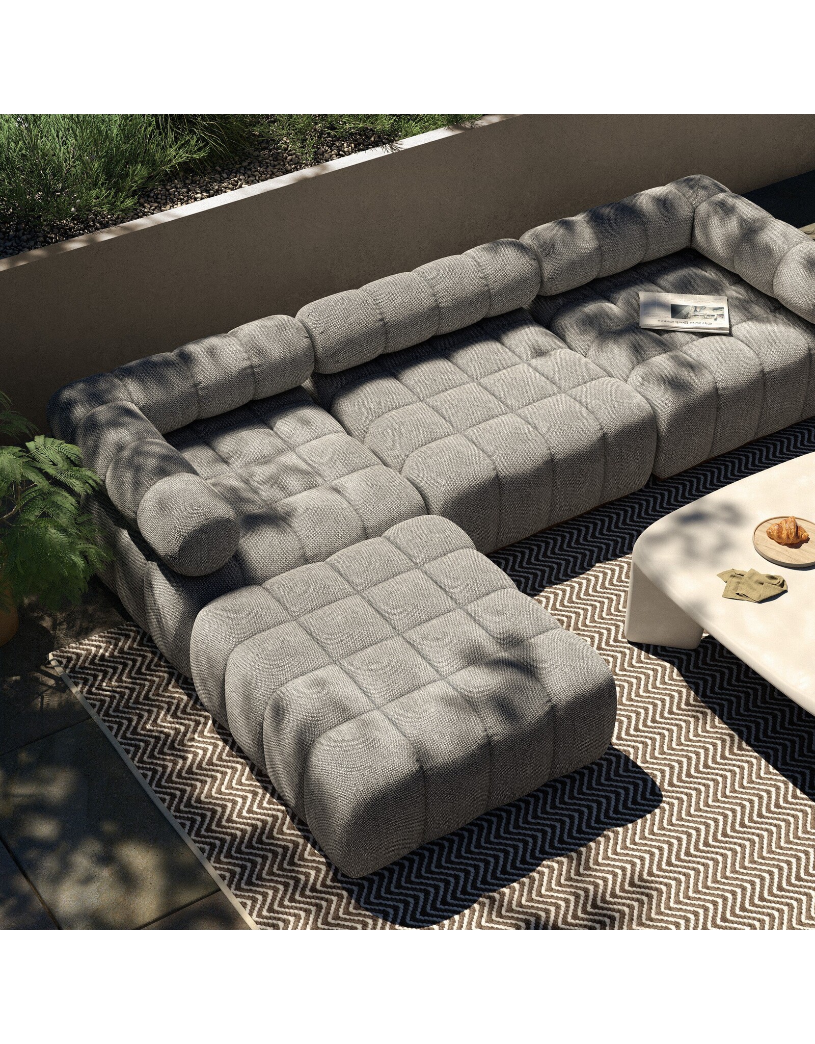 Roma Outdoor 3-Piece Sectional in Faye Ash 109"