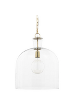 Sadah Large Clear Blown Glass w/ Gold Metal Pendant Light