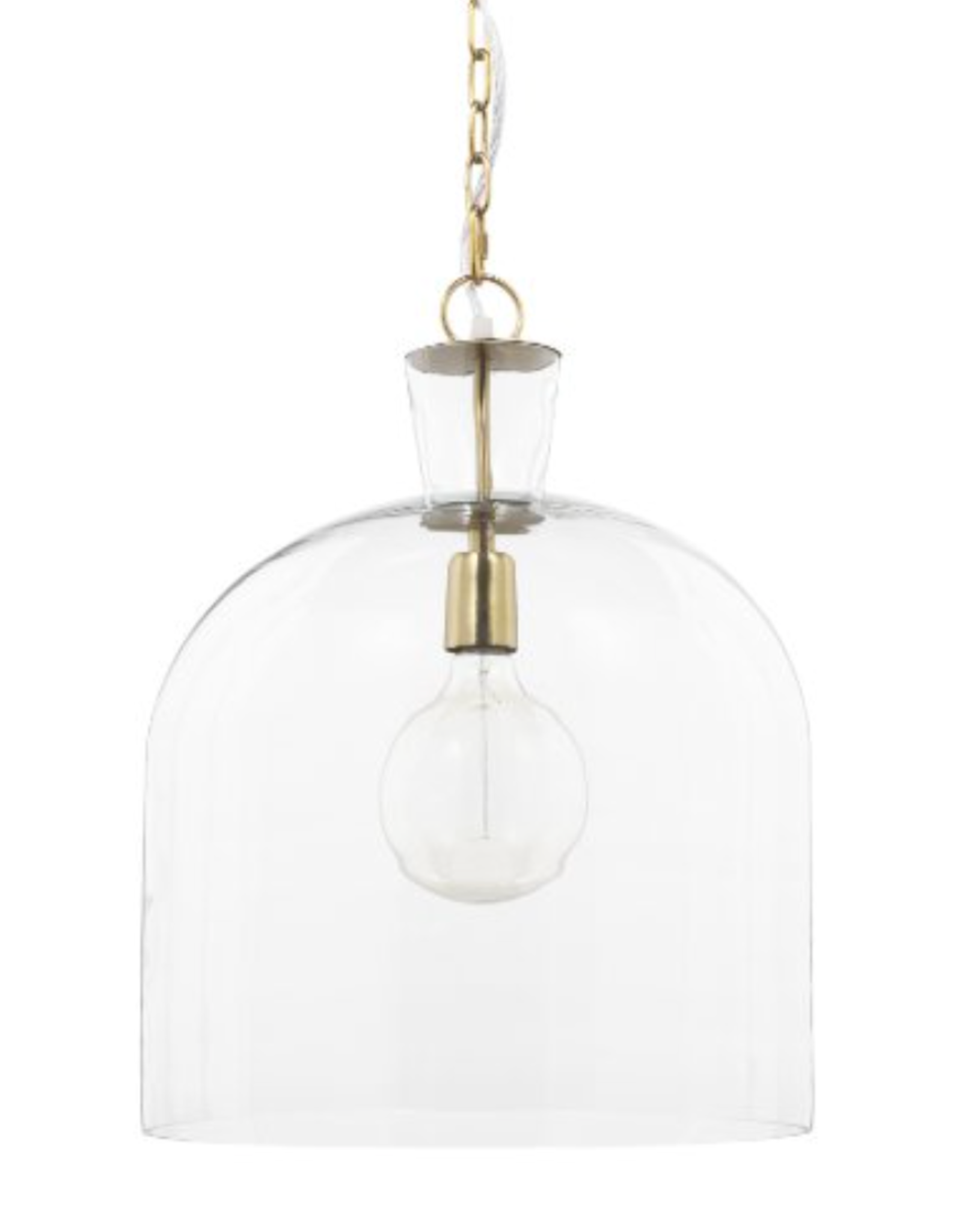 Sadah Large Clear Blown Glass w/ Gold Metal Pendant Light