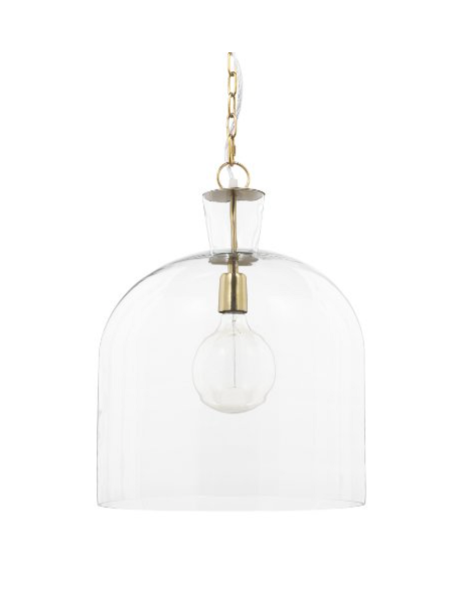 Sadah Large Clear Blown Glass w/ Gold Metal Pendant Light