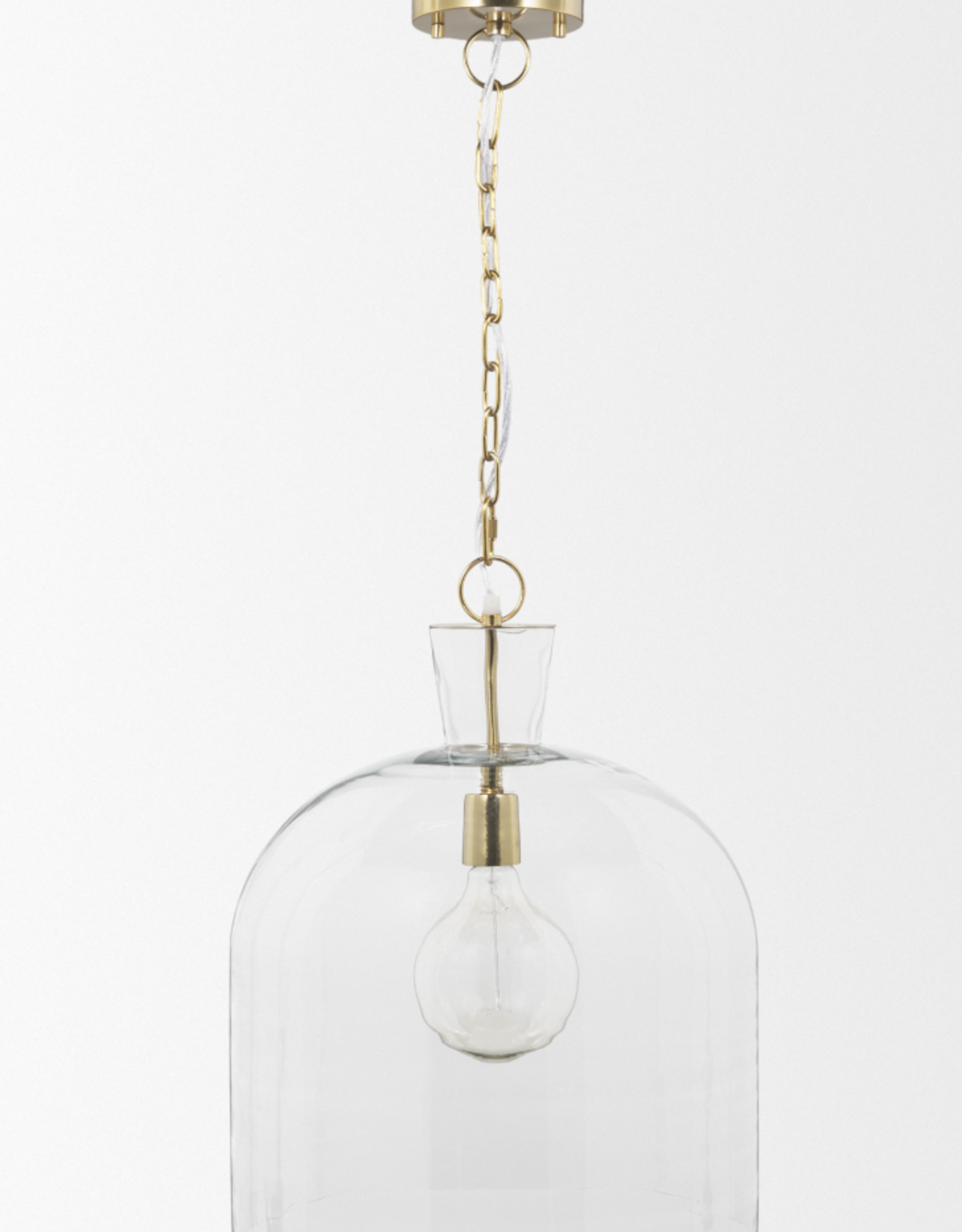 Sadah Large Clear Blown Glass w/ Gold Metal Pendant Light