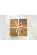 Small Square Scalloped Cutting Board with Spreader