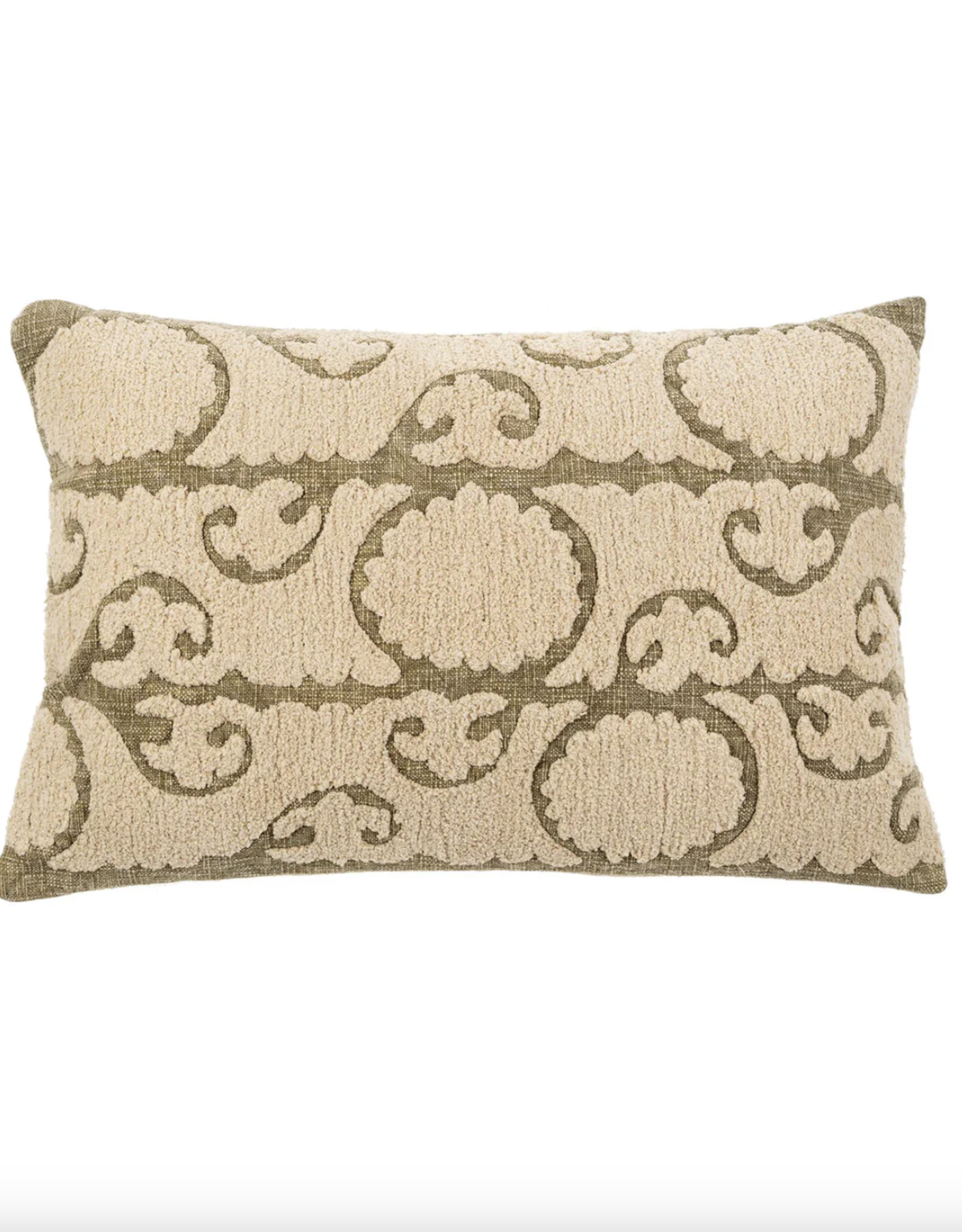16x24 Suzani Boucle Pillow, Sage