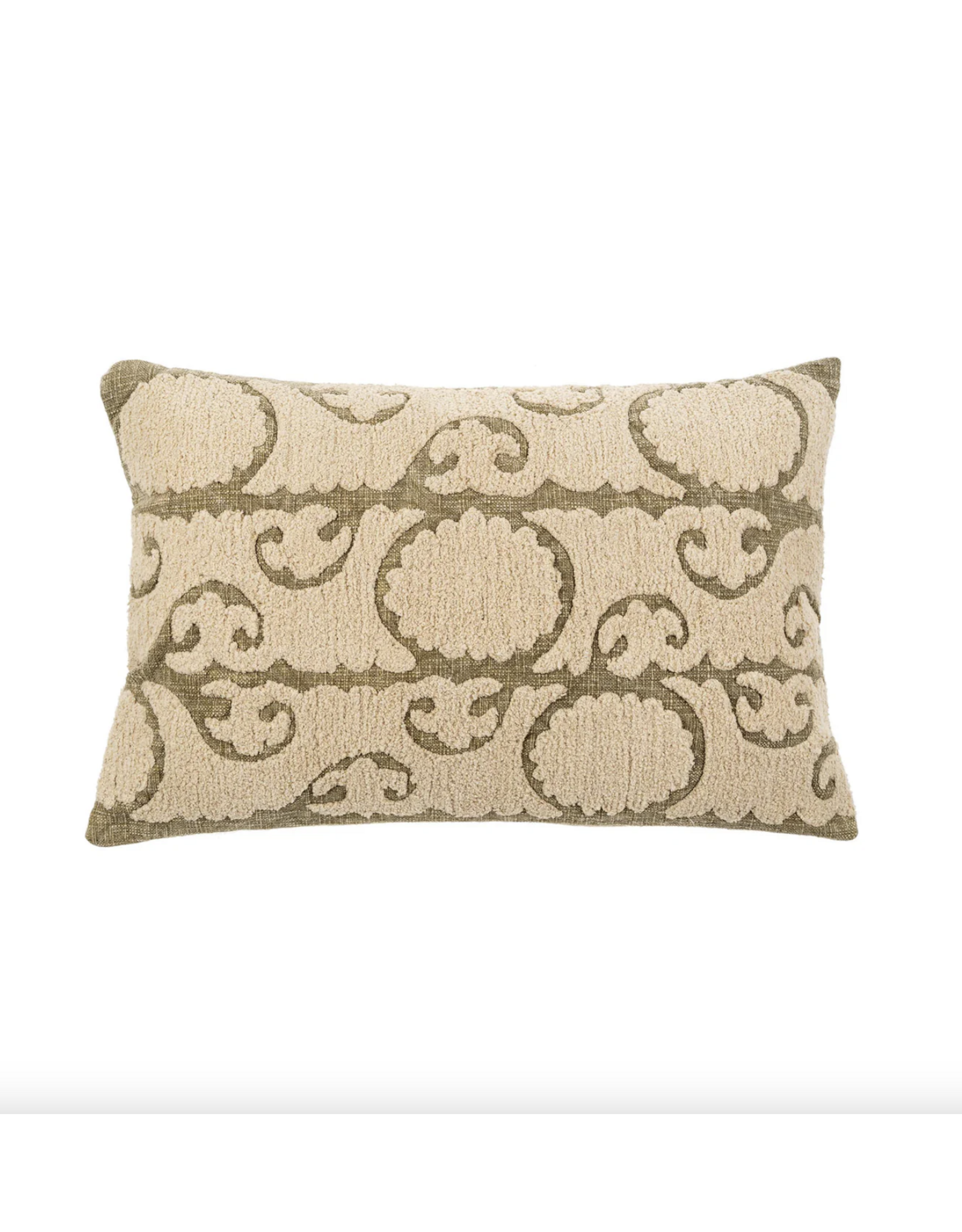 Suzani Boucle Pillow - Sage, 16x24
