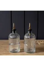 Olive Oil & Vinegar Glass Scallop Fluted Bottles