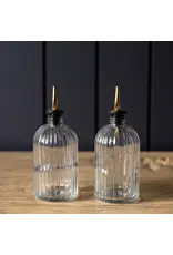 Olive Oil & Vinegar Glass Scallop Fluted Bottles