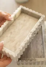 Scalloped Marble Fluted Bridge Tray Beige Gray Scalloped Marble Fluted Bridge Tray Beige Gray